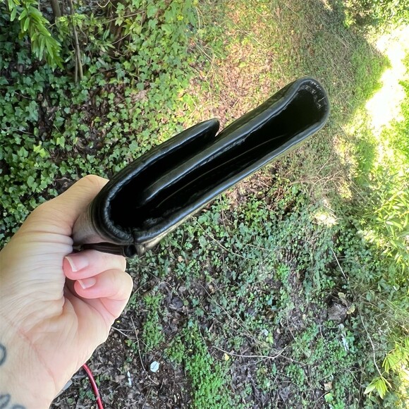 VINTAGE COACH Black Leather Trifold Wallet w Gold Logo Accent AUTHENTIC - Picture 8 of 10